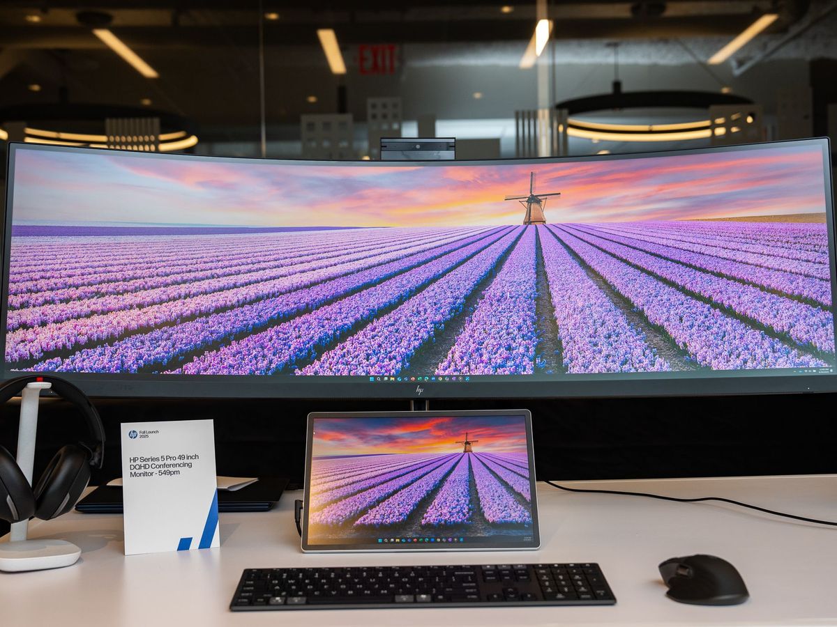 HP's 49-inch ultrawide monitor gets pop-up webcam for hybrid work | The ...