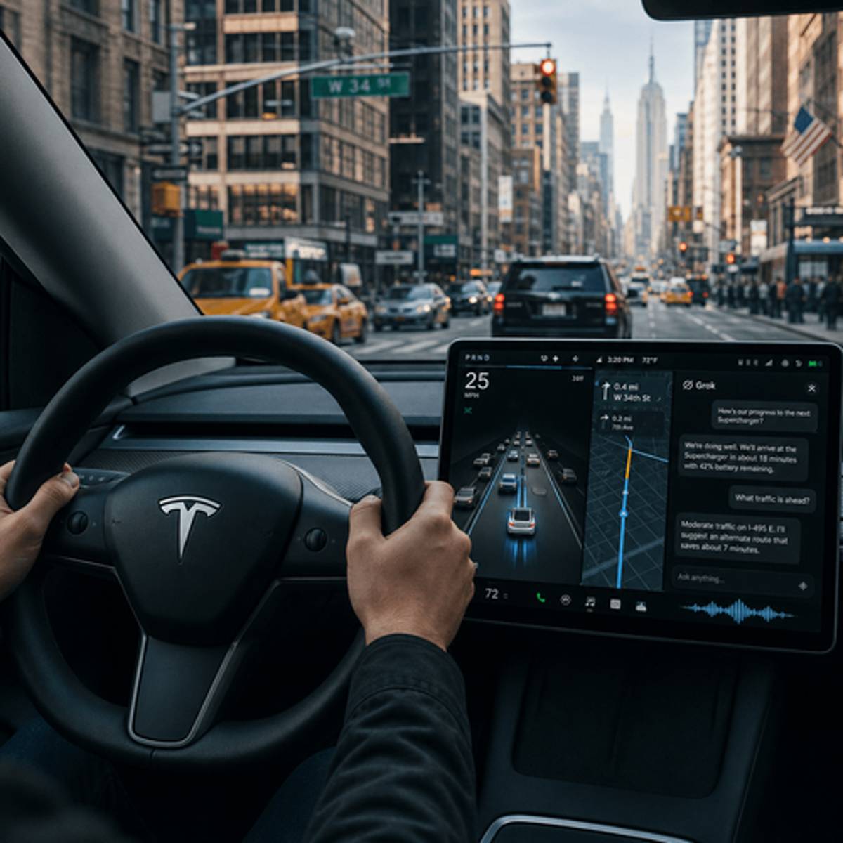 Grok Meets Tesla FSD: Inside NYC's AI Chatbot Test Drive