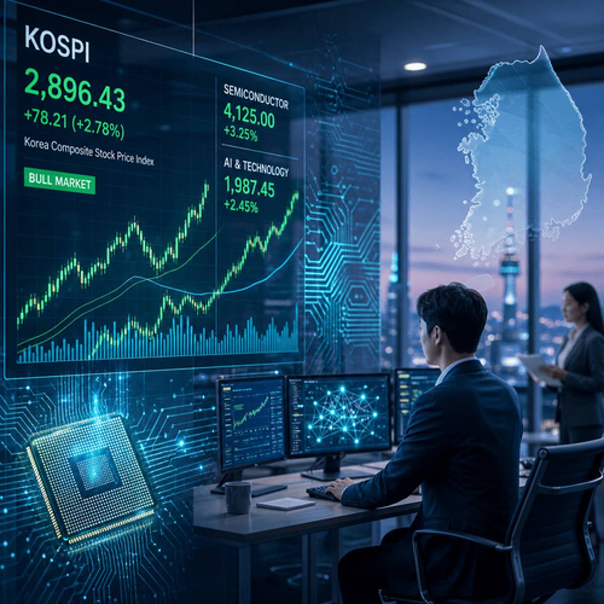South Korea's Kospi Surges Into Bull Market on Chip Rally