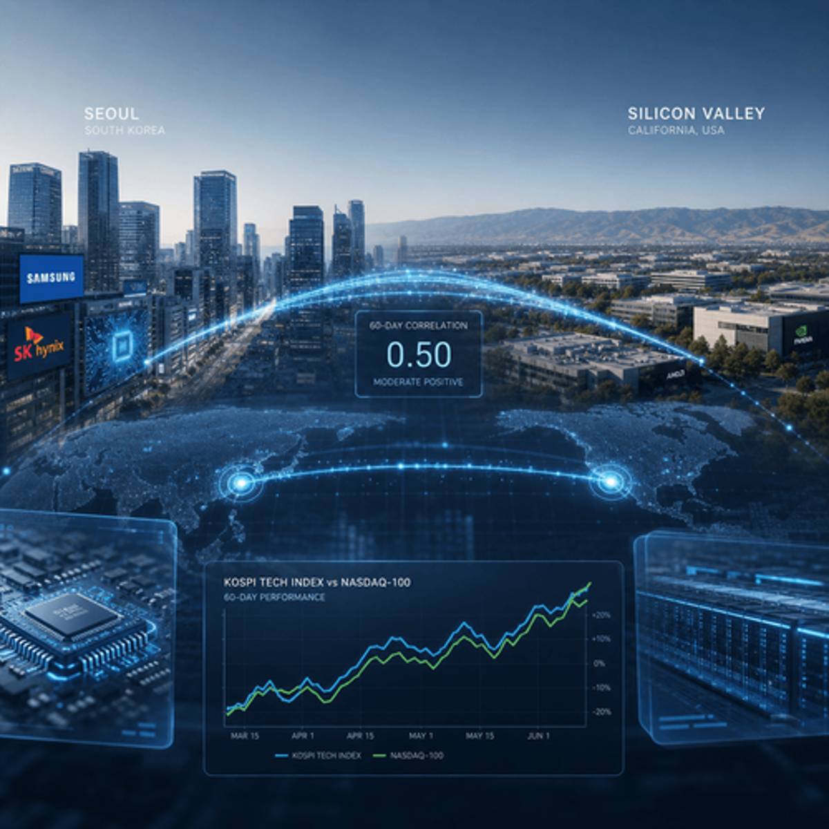 Korean and U.S. Tech Stocks Hit Tightest Link Since 2021