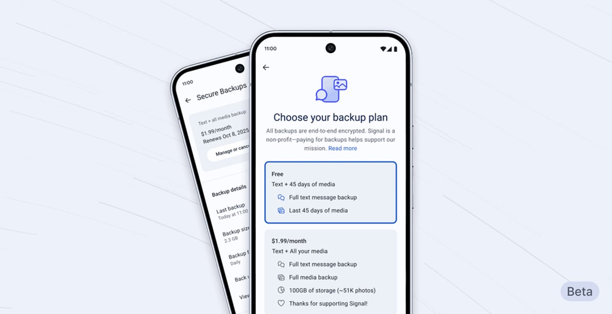 Signal launches first paid tier at $1.99/month for secure backups