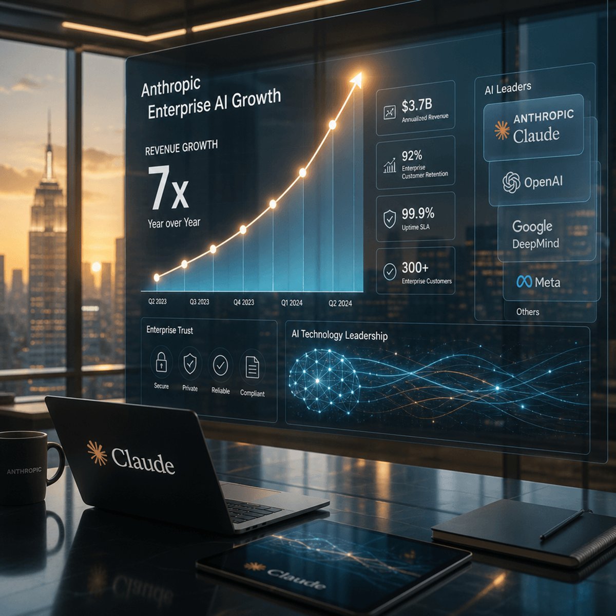 Anthropic hits $65B revenue run rate, up 7x in a year