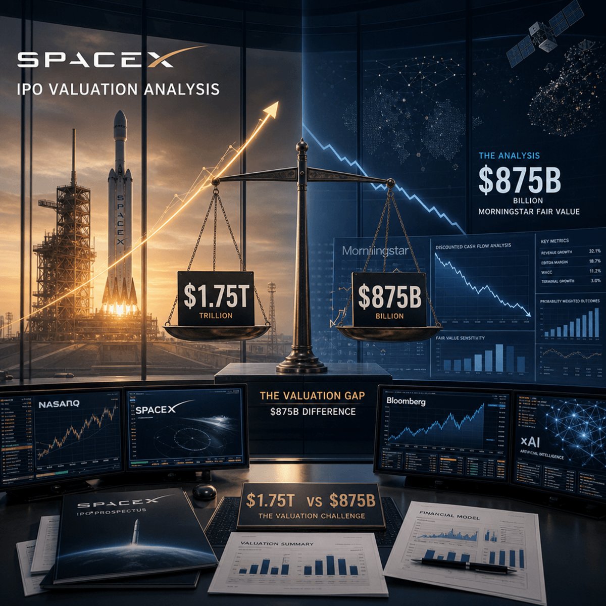Morningstar Values SpaceX Under $875B, Half Its IPO Target