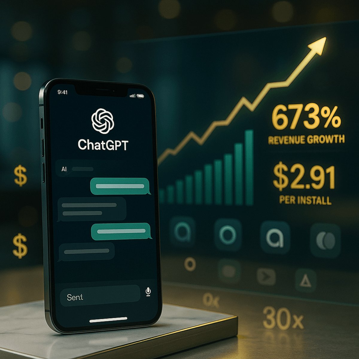 ChatGPT Hits $2B Mobile Revenue, Crushes AI Rivals 30x