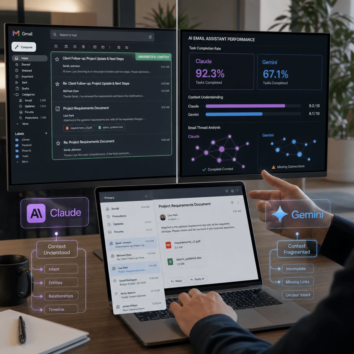 Claude Cowork Outperforms Gemini on Email Research Tasks