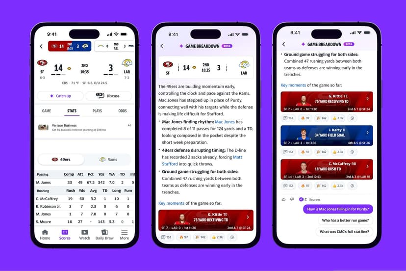 Yahoo Launches AI-Powered Game Breakdowns for Real-Time Sports