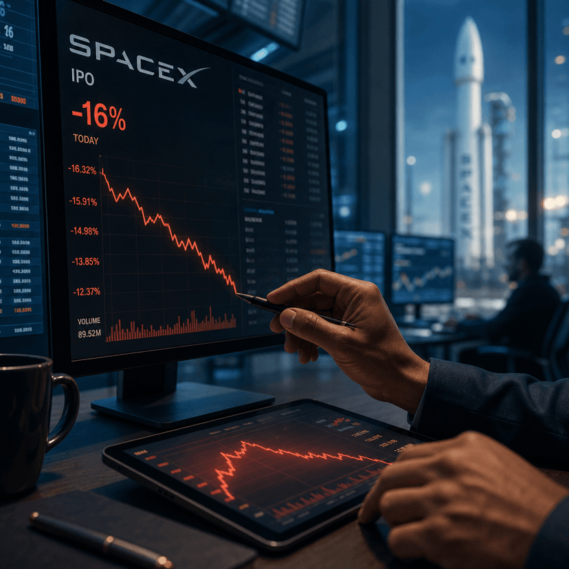SpaceX Stock Tumbles 16% as Post-IPO Honeymoon Ends