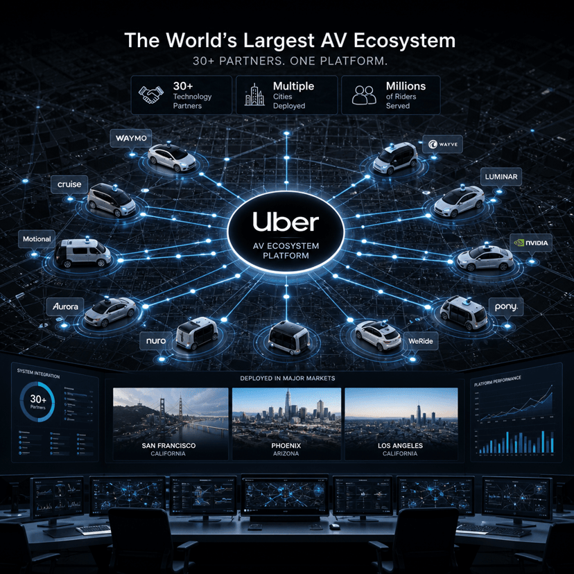 Uber's AV Empire: 30+ Partnerships Reshape Ride-Hailing